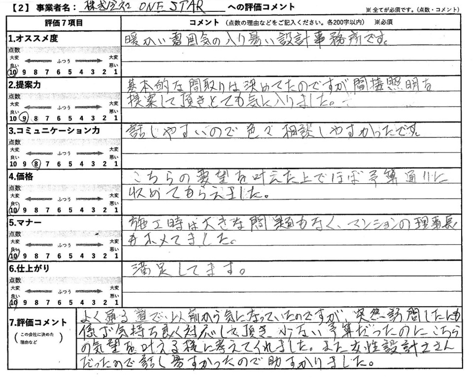 M様評価アンケート