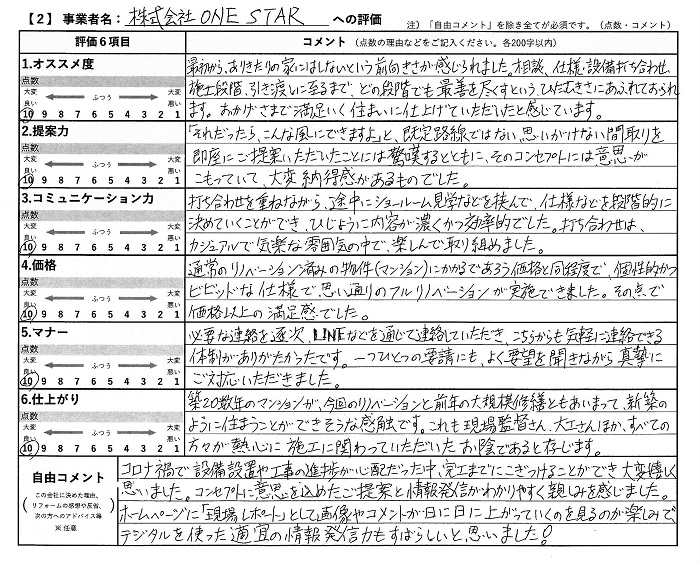 T様お客様言葉